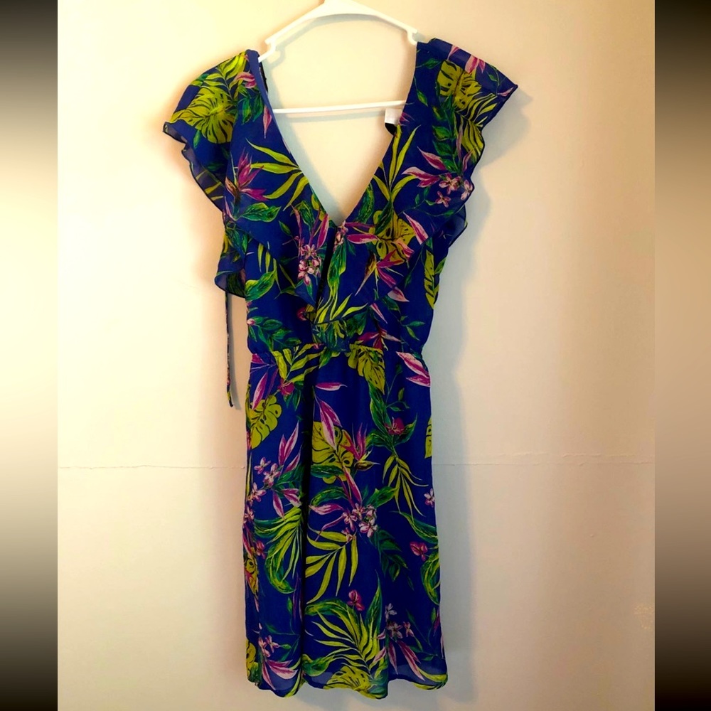 H&M divided open back dress floral